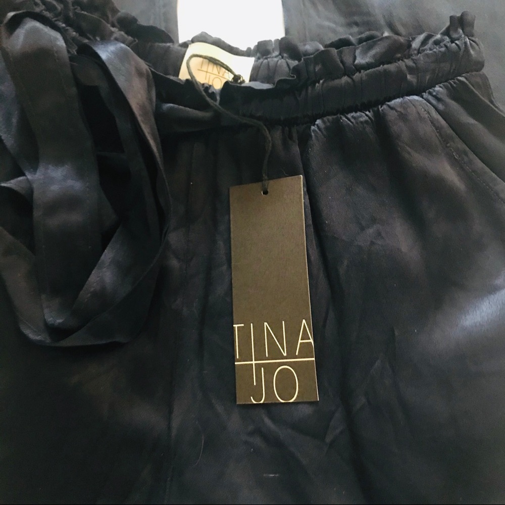 NWT Tina Jo satin fringe pedal pushers